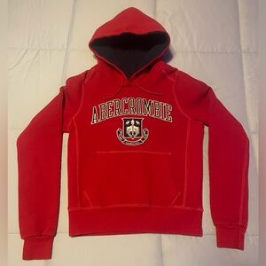 Vintage Abercrombie & Fitch Women’s Pullover Hoodie - MEDIUM - Red & Blue | Y2K